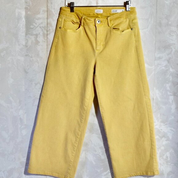 J. Jill Size 6P Petite | Mustard Yellow Wide-Leg Cropped Denim Jeans | High Rise - Picture 1 of 6
